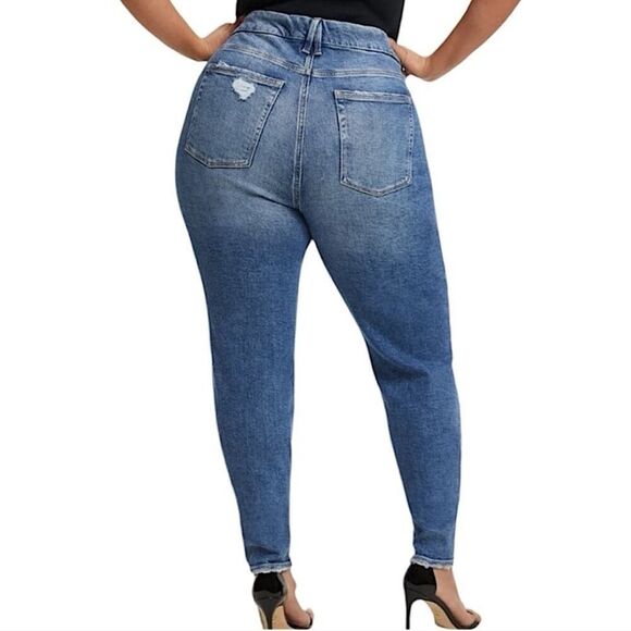 Good American ~ Good Waist High Rise Distressed Skinny Jeans Size 15 - Picture 3 of 11